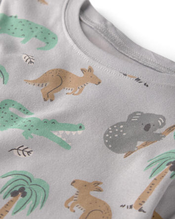 Kids 2-Piece Organic Cotton Ribbed Pajama Set in Aussie Friends Print, 