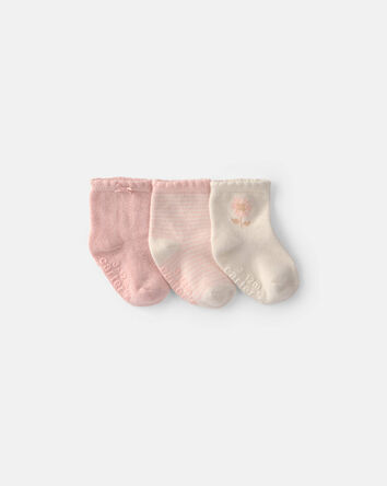 Baby Girl 3-Pack Floral Baby Booties - Pink, 