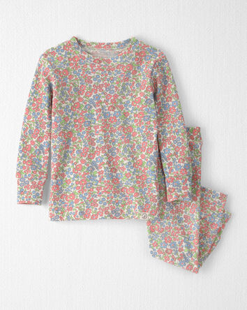 Baby Girl 2-Piece Organic Cotton Ribbed Pajama Set in Spring Floral Print, 
