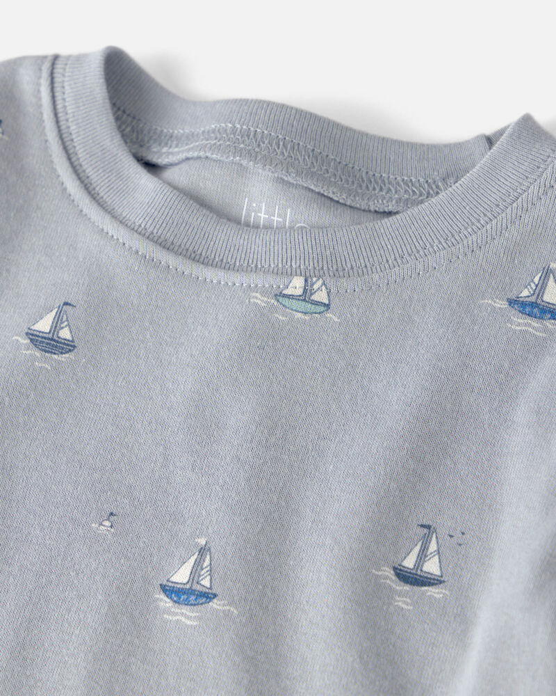 Toddler 2-Piece Organic Cotton Ribbed Pajama Set in Sail Away Print, image 2 of 4 slides