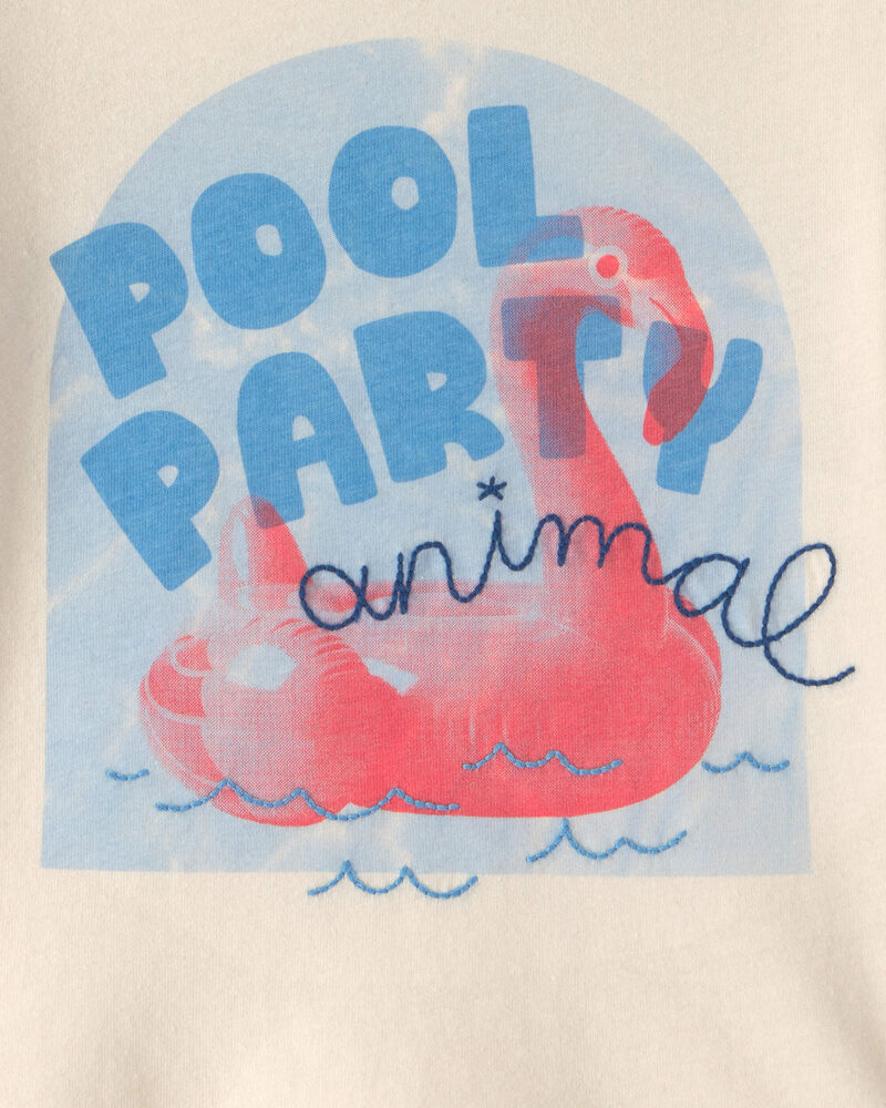Baby Boy 'Pool Party Animal' Flamingo Graphic Tee - Cream, image 2 of 3 slides