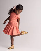 Toddler Girl Drop Waist Short-Sleeve Dress - Orange, image 1 of 6 slides
