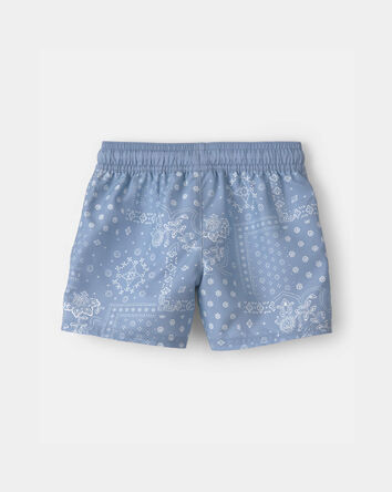 Toddler Boy Bandana Floral Swim Trunks - Blue, 