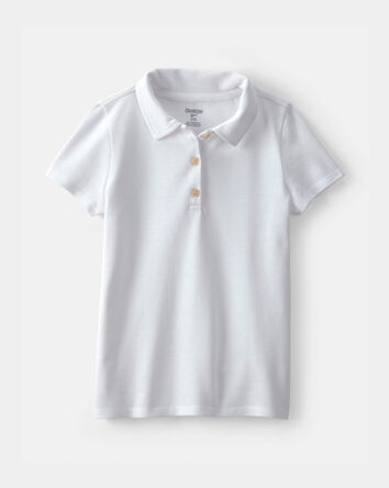 Girls Uniform Piqu&eacute; Polo Shirt - White, 