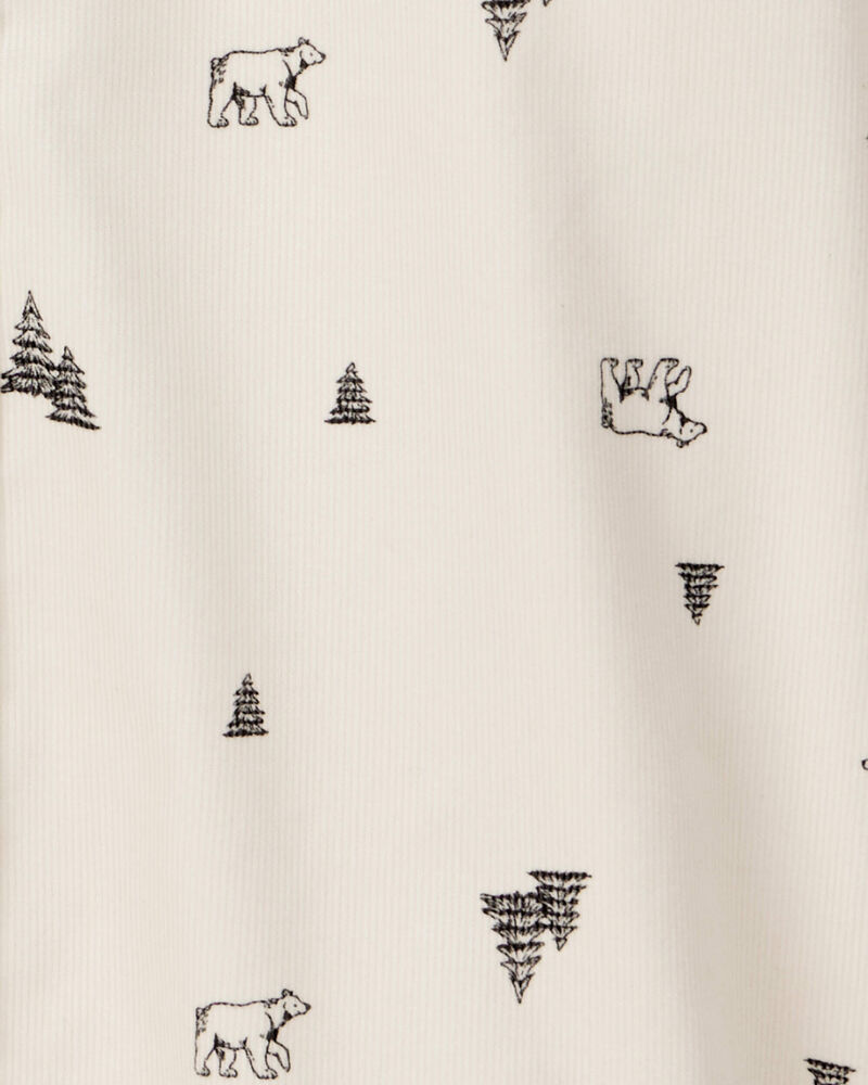 Boys Christmas Print Corduroy Long-Sleeve Button-Down Shirt - Ivory, image 2 of 3 slides