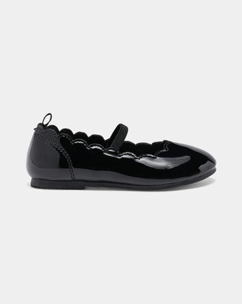 Toddler Girl Scallop Edge Shiny Dress Shoes - Black, 