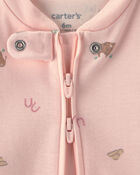 Baby Girl Western 100% Cotton 2-Way Zip Sleep & Play Pajamas - Pink, image 2 of 4 slides
