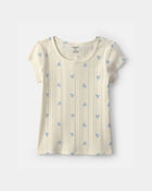 Girls Heart Ribbed Tee - Ivory, image 1 of 3 slides