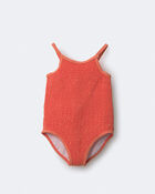 Toddler Girl Smocked One-Piece Swimsuit - Orange, image 2 of 7 slides