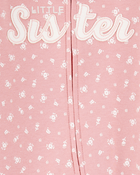 Baby Girl 'Little Sister' 2-Way Zip Cotton Sleep & Play Pajamas - Pink, image 2 of 3 slides