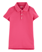Girls Stretch Pique Uniform Polo - Pink, image 1 of 3 slides
