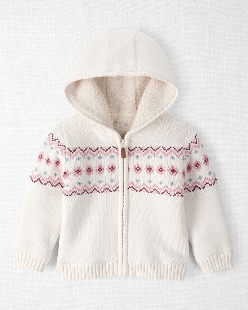 Toddler Girl Recycled Fair Isle Sherpa Sweater Knit, image 1 of 4 slides