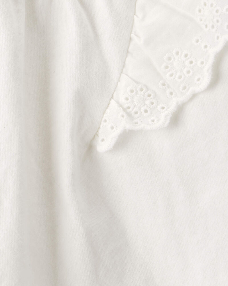 Toddler Girl Eyelet-Sleeve Top - Ivory, image 2 of 3 slides
