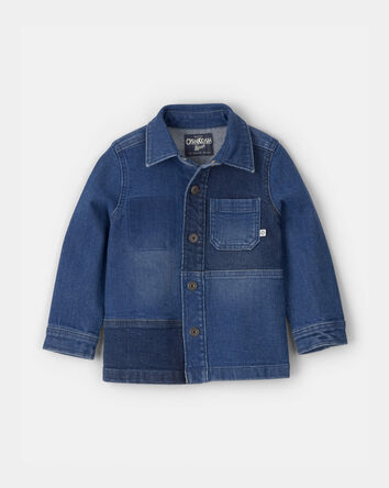 Toddler Boy Patchwork Denim Jacket- Dark Wash, 