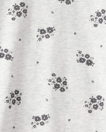 Toddler Girl Floral Relaxed Top - Grey, 
