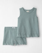 Girls 2-Piece Organic Cotton Knit Top & Short Set, image 1 of 6 slides
