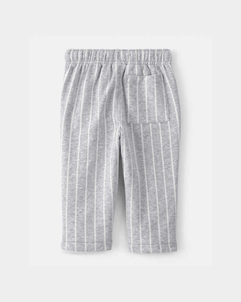 Baby Boy 2-Piece French Terry Pocket T-Shirt & Striped Pants Set - Navy/Grey, image 6 of 7 slides