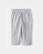 Baby Boy 2-Piece French Terry Pocket T-Shirt & Striped Pants Set - Navy/Grey, image 6 of 7 slides