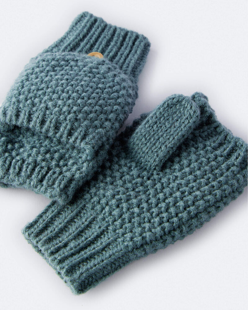 Toddler Neutral Foldover Mittens - Green, image 5 of 6 slides