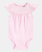 Baby Pointelle Short-Sleeve Bodysuit - Pink, image 1 of 3 slides