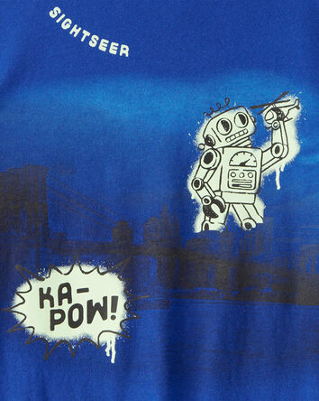 Boys Robot Graphic Tee - Blue, 