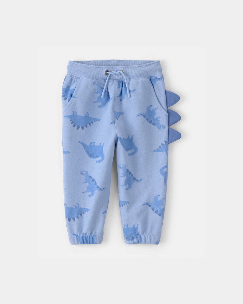 Baby Boy Dinosaur French Terry Joggers - Blue, image 1 of 4 slides