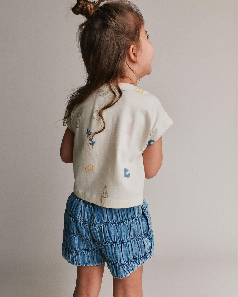 Toddler Girl Boxy Tee in Sandcastle Print - Cream, image 4 of 6 slides