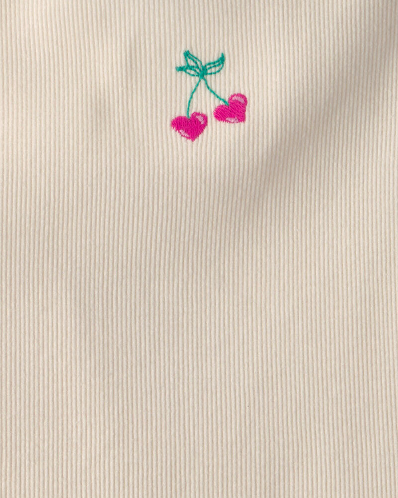 Girls Cherry Embroidered Tank Top - Ivory, image 2 of 3 slides