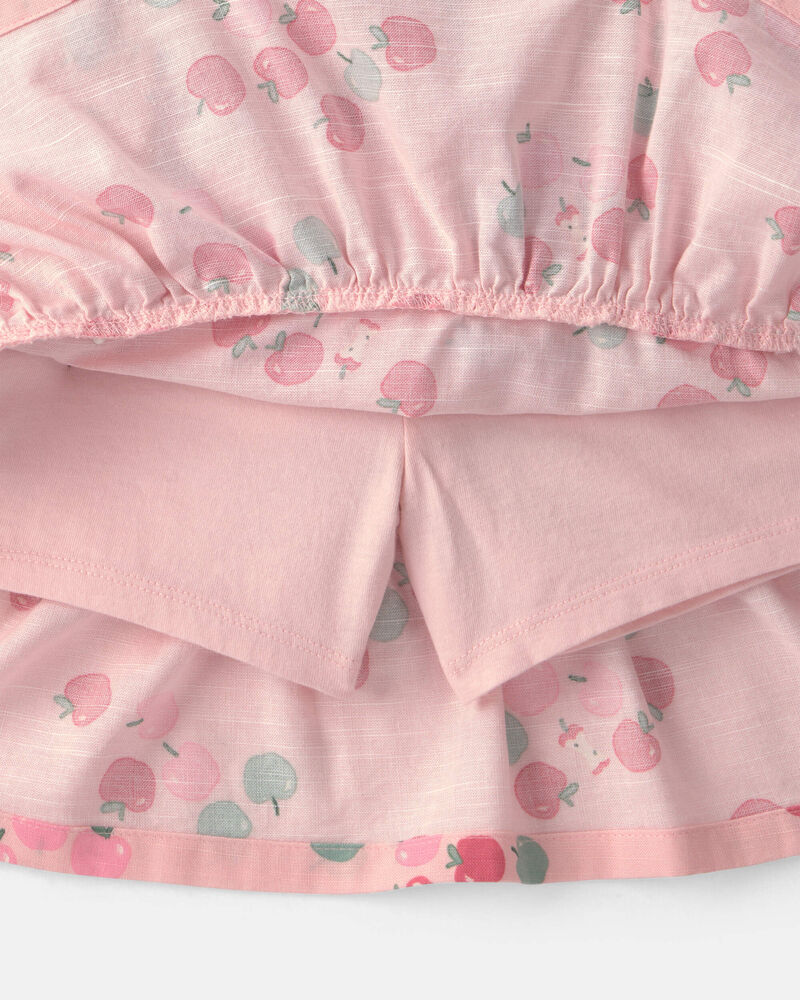 Girls 2-Piece Apple French Terry Long-Sleeve Top & Skort Set - Pink, image 2 of 5 slides
