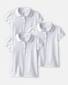 Toddler Girl 3-Pack Uniform Polo Shirts - White, image 1 of 3 slides