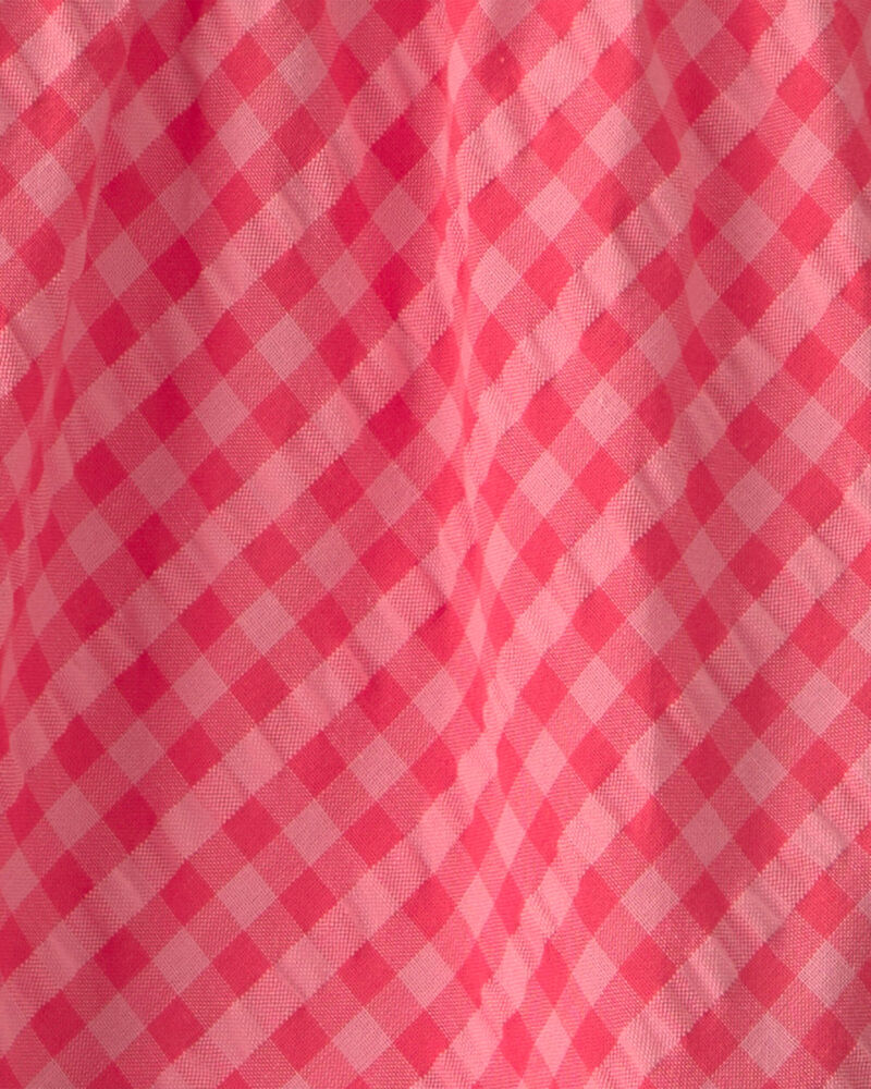 Baby Girl Gingham Tiered Dress - Coral, image 4 of 5 slides