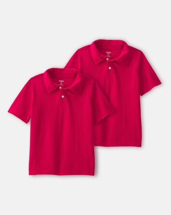 Boys 2-Pack Uniform Piqu&eacute; Polo Shirts - Red, 
