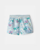 Toddler Boy 2-Piece Palm Tree Rashguard & Swim Trunk Set - Blue, image 7 of 9 slides