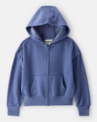 Girls DayDream Fleece Long-Sleeve Hooded Zip-Up Jacket - Blue, image 1 of 3 slides