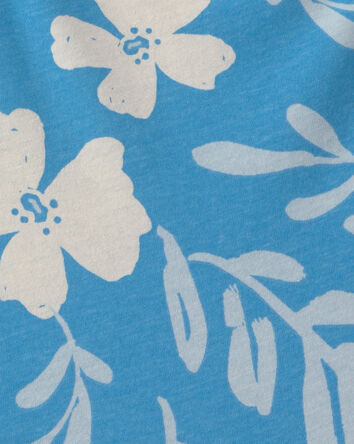 Girls Tropical Floral Romper - Blue, 