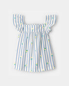Toddler Girl Flutter-Sleeve Lemon Striped Top - Blue/White, image 1 of 3 slides