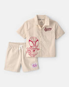 Toddler Boy 2-Piece &copy;Marvel Spider-Man Top & Short Set - Cream, image 1 of 6 slides