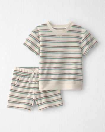 Toddler 2-Piece Terry Top & Short Set Made with Organic Cotton in Stripes, 