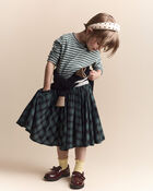 Toddler Striped Long-Sleeve Relaxed Tee - Green/Heather Grey, image 6 of 7 slides