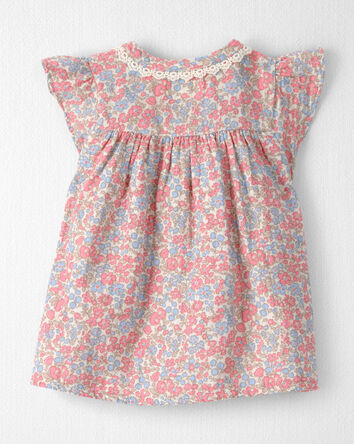 Baby Girl Organic Cotton Gauze Dress in Spring Floral Print, 