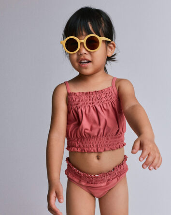 Toddler Girl Smocked Tankini Set - Rose, 