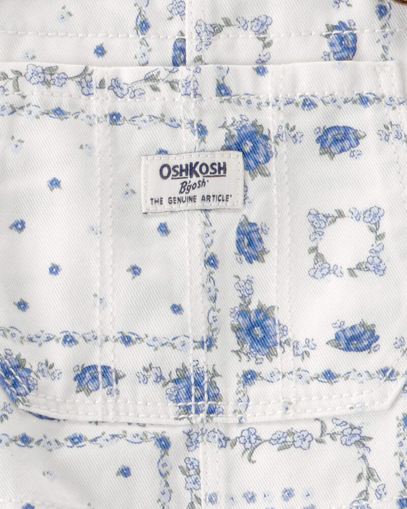Toddler Girl Bandana Floral Overalls - Blue/Ivory, image 3 of 4 slides