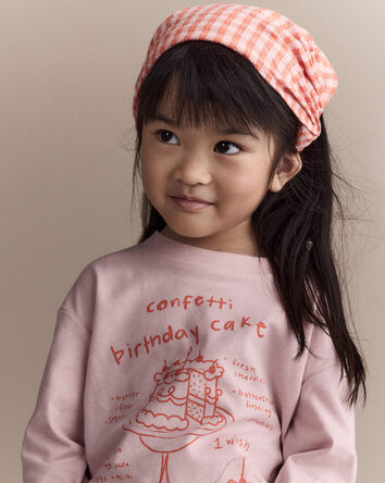 Toddler Girl Gingham Bandana Hair Scarf - Orange, 