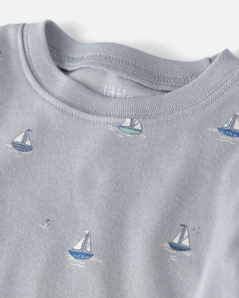 Baby 2-Piece Organic Cotton Ribbed Pajama Set in Sail Away Print, image 2 of 4 slides