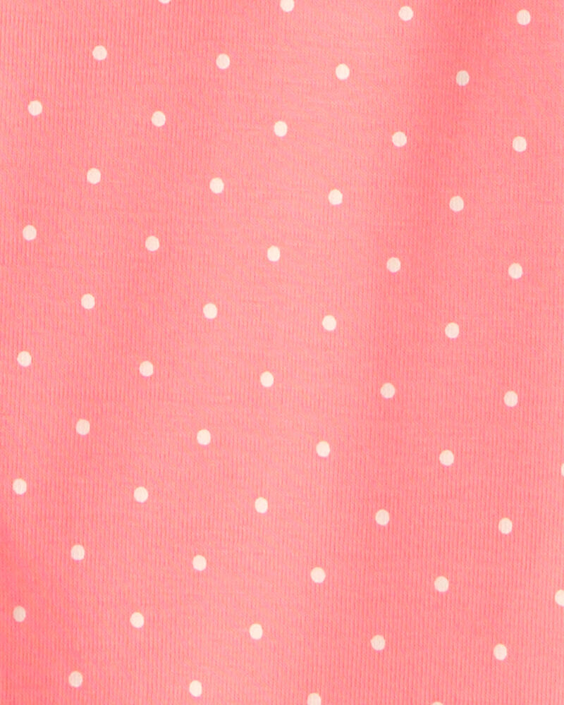 Girls Strawberry 100% Cotton Snug Fit 4-Piece Pajama Set - Green/Pink, image 4 of 5 slides
