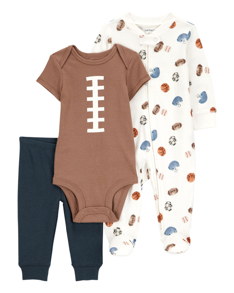 Baby Boy 3-Piece Football Multi-Piece Set, image 1 of 4 slides
