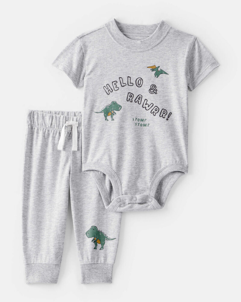 Baby Boy Dinosaur Bodysuit & Pant Set, image 1 of 2 slides