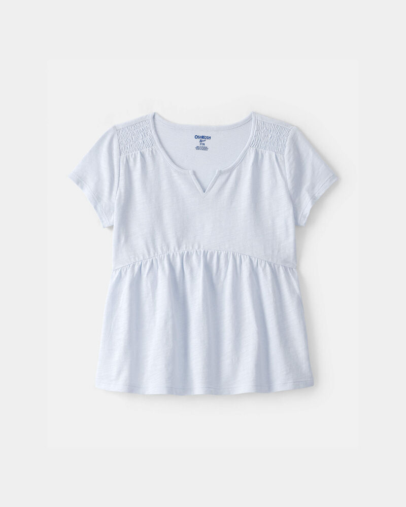 Girls Peplum Short-Sleeve Top - Blue, image 1 of 3 slides
