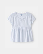 Girls Peplum Short-Sleeve Top - Blue, image 1 of 3 slides