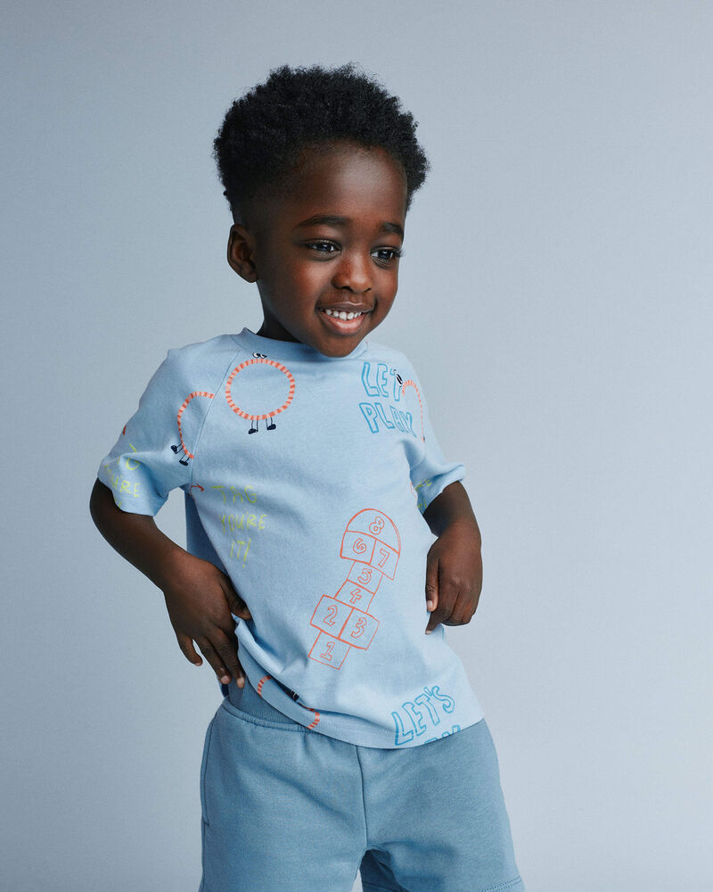 Toddler 'Let's Play' Raglan Relaxed Tee - Light Blue, image 5 of 6 slides